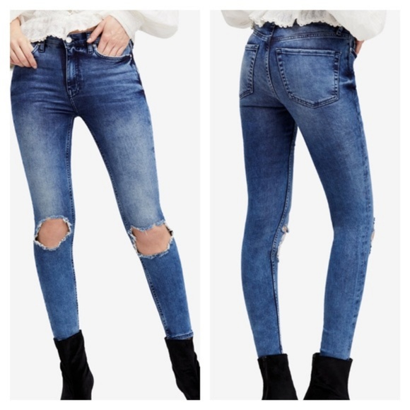 Free People Denim - NWT Free People High Rise Busted Knee Skinny Jeans
